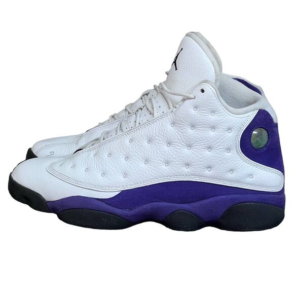 NIKE AIR JORDAN XIII 414571-105 RETRO 13 LAKERS WHITE/COURT PURPLE SZ 13 NICE